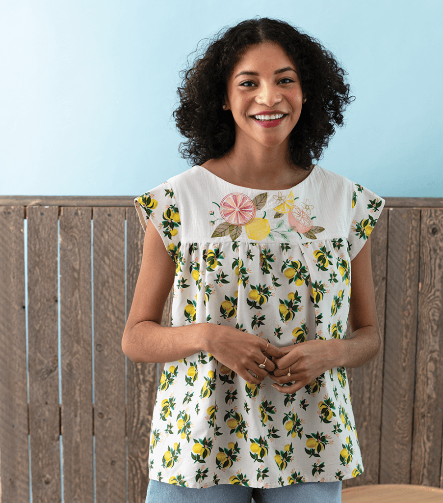 Couture d’été aux agrumes ! -Couture quotidienne 3 Embroidered Lemon Blouse